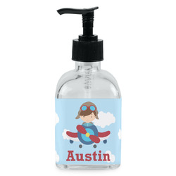 Airplane & Pilot Glass Soap & Lotion Bottle - Single Bottle (Personalized)