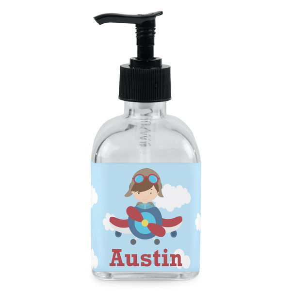 Custom Airplane & Pilot Glass Soap & Lotion Bottle - Single Bottle (Personalized)