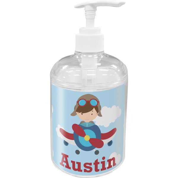Custom Airplane & Pilot Acrylic Soap & Lotion Bottle (Personalized)