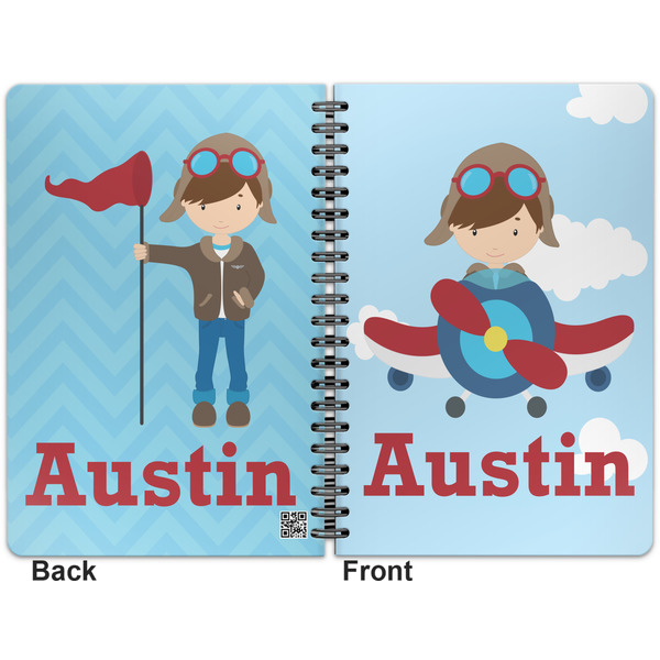 Airplane & Pilot Spiral Journal 7 x 10 - Apvl