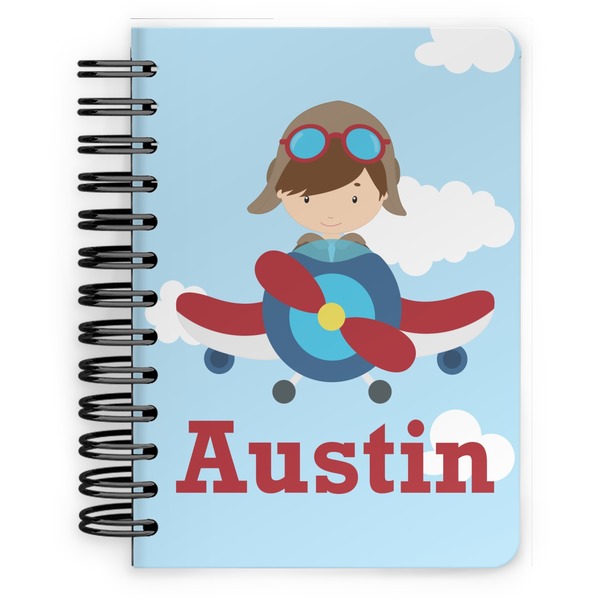 Custom Airplane & Pilot Spiral Notebook - 5x7 w/ Name or Text