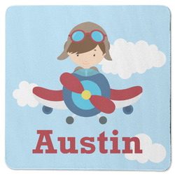 Airplane & Pilot Square Rubber Backed Coaster (Personalized)