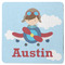 Airplane & Pilot Square Rubber Backed Coaster (Personalized)