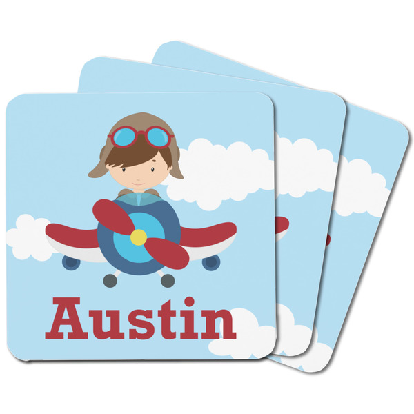 Airplane & Pilot Square Fridge Magnet - MAIN