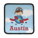 Airplane & Pilot Iron On Square Patch w/ Name or Text