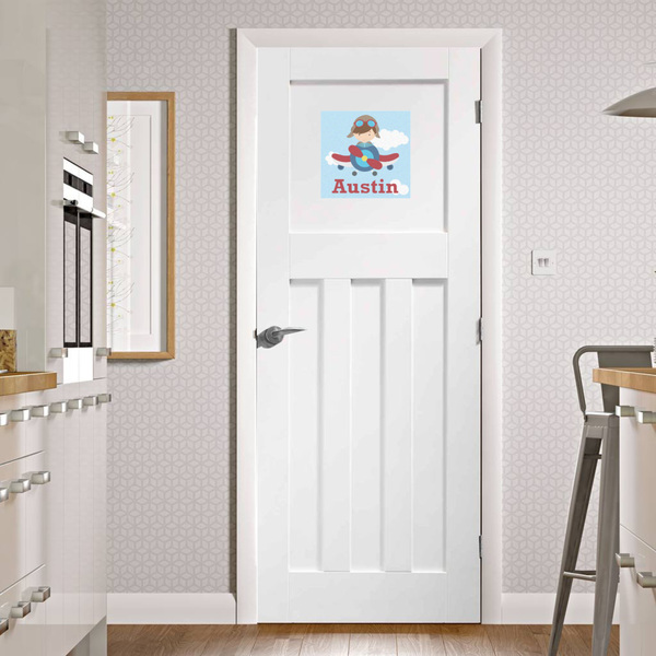 Airplane & Pilot Square Wall Decal on Door