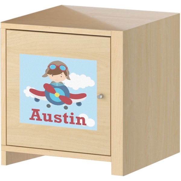 Airplane & Pilot Square Wall Decal on Wooden Cabinet