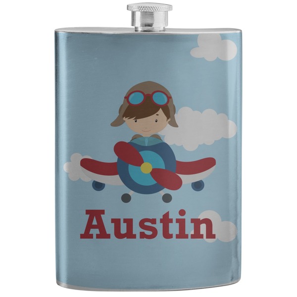 Custom Airplane & Pilot Stainless Steel Flask (Personalized)