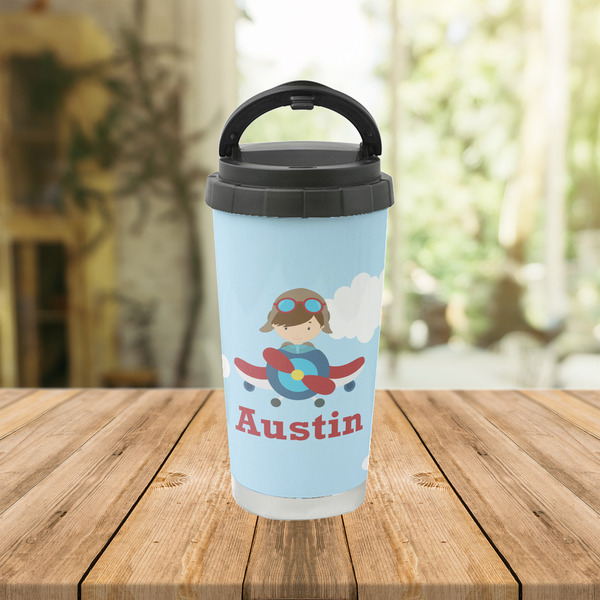 Airplane & Pilot Stainless Steel Travel Cup Lifestyle