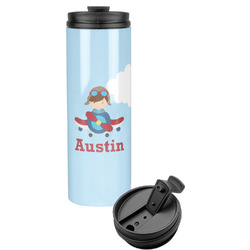 Airplane & Pilot Stainless Steel Skinny Tumbler (Personalized)