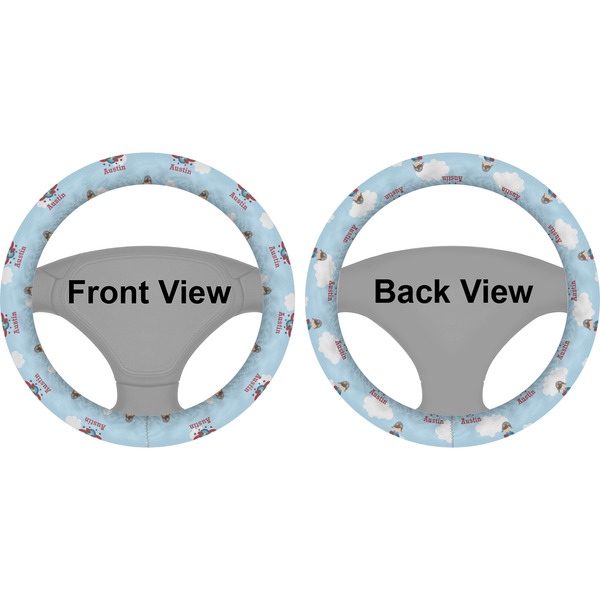 Airplane & Pilot Steering Wheel Cover- Front and Back