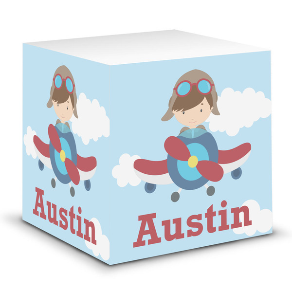 Custom Airplane & Pilot Sticky Note Cube (Personalized)