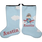 Airplane & Pilot Holiday Stocking - Double-Sided - Neoprene (Personalized)