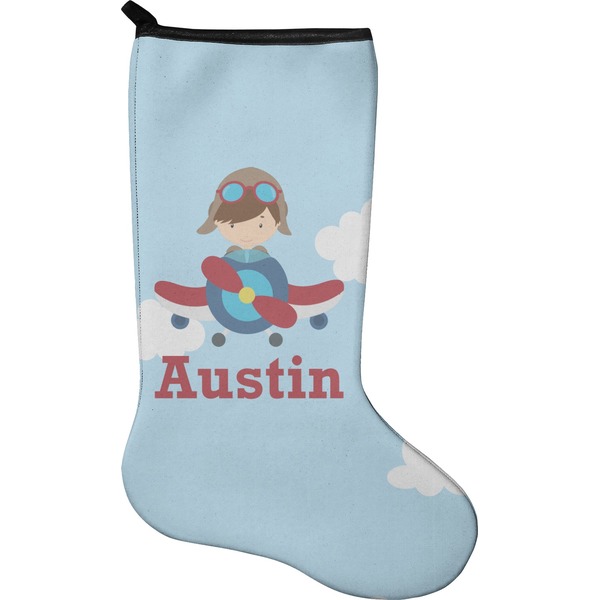 Custom Airplane & Pilot Holiday Stocking - Neoprene (Personalized)
