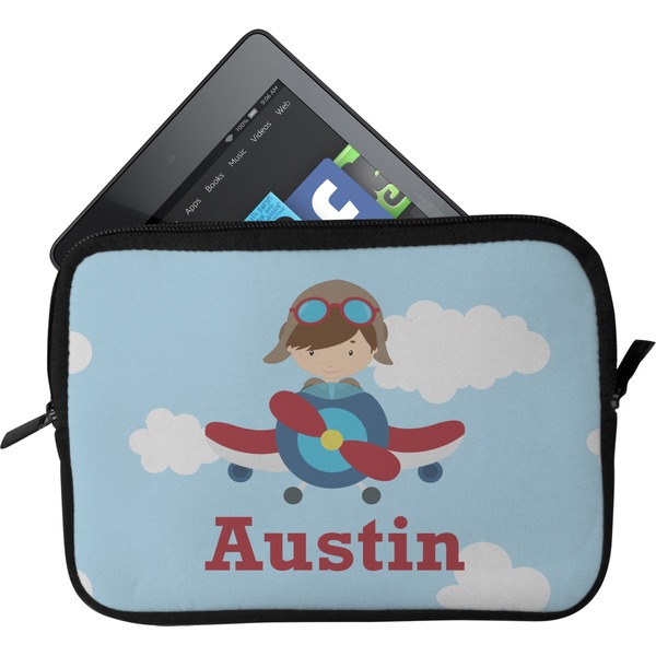 Custom Airplane & Pilot Tablet Case / Sleeve - Small (Personalized)
