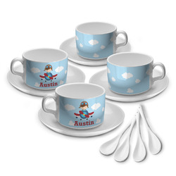 Airplane & Pilot Tea Cup - Set of 4 (Personalized)