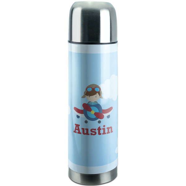 Custom Airplane & Pilot Stainless Steel Thermos (Personalized)