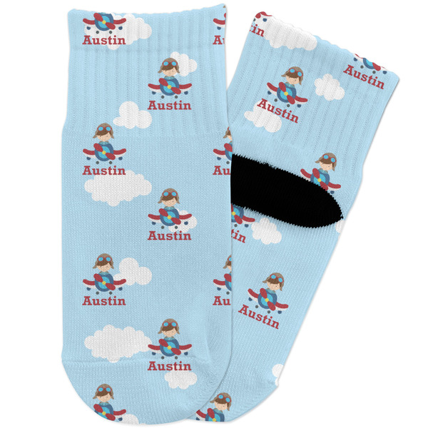 Custom Airplane & Pilot Toddler Ankle Socks (Personalized)