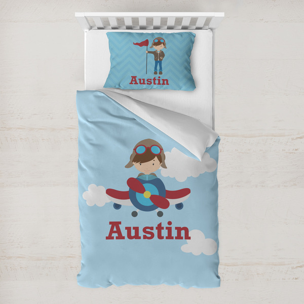 Custom Airplane & Pilot Toddler Bedding w/ Name or Text