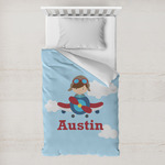 Airplane & Pilot Toddler Duvet Cover w/ Name or Text