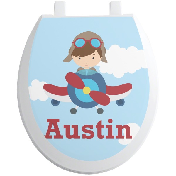 Custom Airplane & Pilot Toilet Seat Decal (Personalized)
