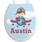 Airplane & Pilot Toilet Seat Decal - Round (Personalized)