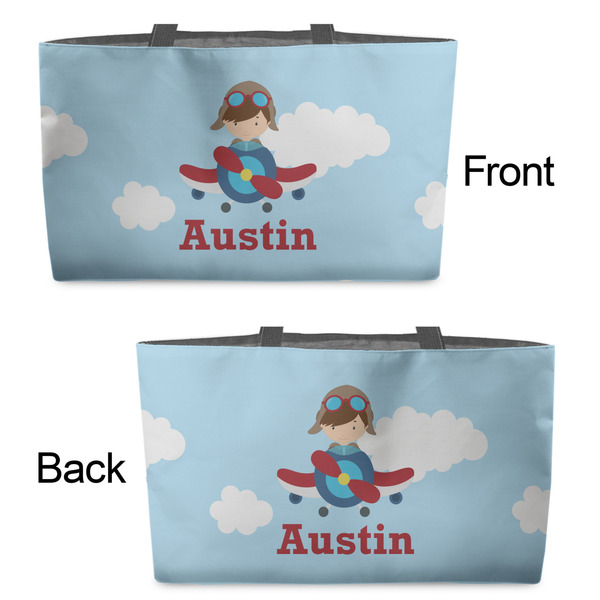Airplane & Pilot Tote w/Black Handles - Front & Back Views