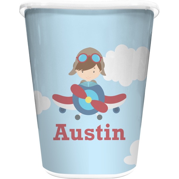 Custom Airplane & Pilot Waste Basket (Personalized)