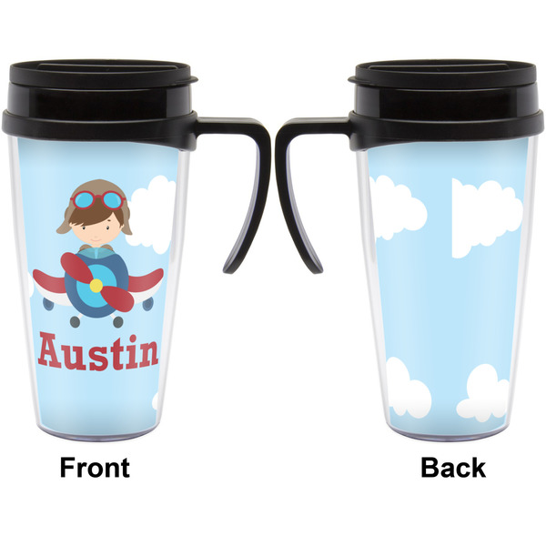 Airplane & Pilot Travel Mug with Black Handle - Approval