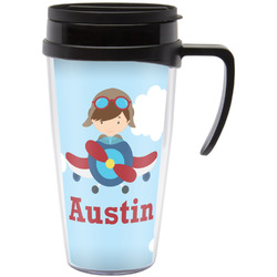 Airplane & Pilot Acrylic Travel Mug with Handle (Personalized)