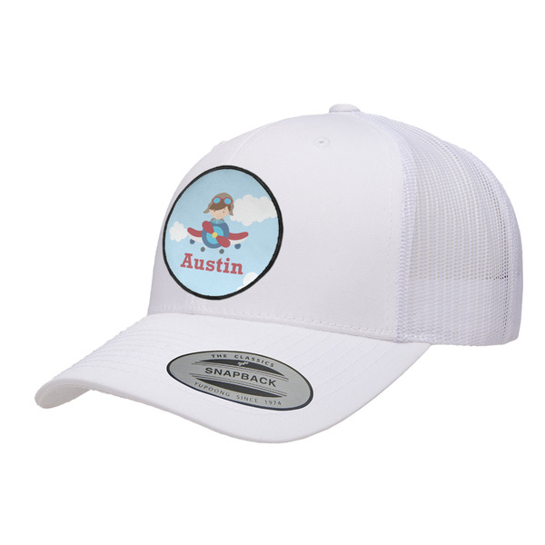 Custom Airplane & Pilot Trucker Hat - White (Personalized)