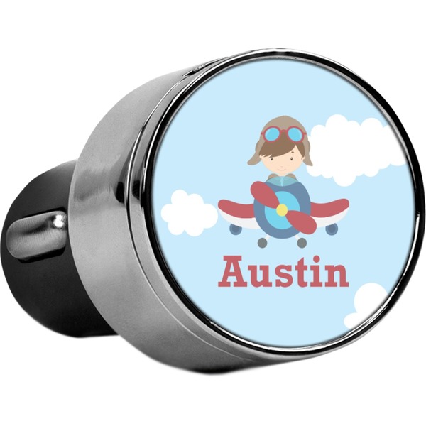 Custom Airplane & Pilot USB Car Charger (Personalized)