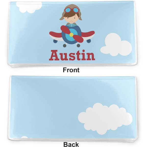 Airplane & Pilot Vinyl Check Book Cover - Front and Back