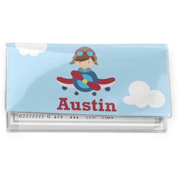 Custom Airplane & Pilot Vinyl Checkbook Cover (Personalized)