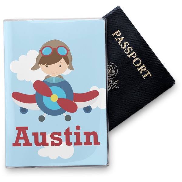 Custom Airplane & Pilot Vinyl Passport Holder (Personalized)