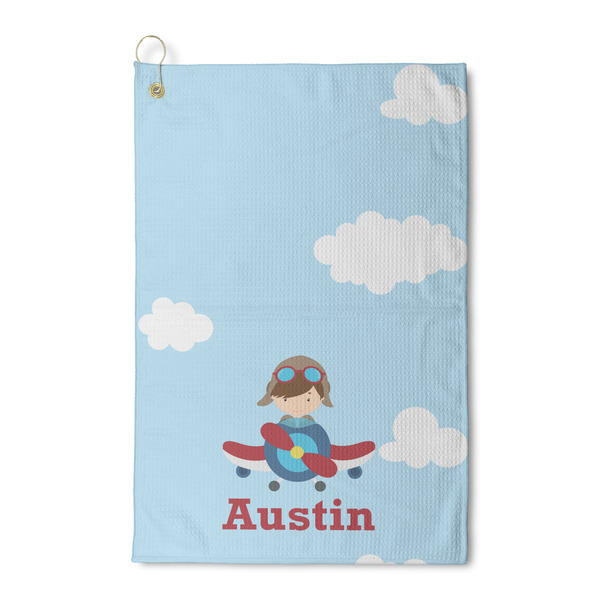 Custom Airplane & Pilot Waffle Weave Golf Towel (Personalized)