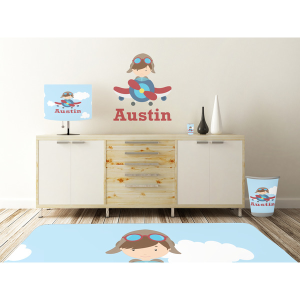 Airplane & Pilot Wall Graphic Decal Wooden Desk
