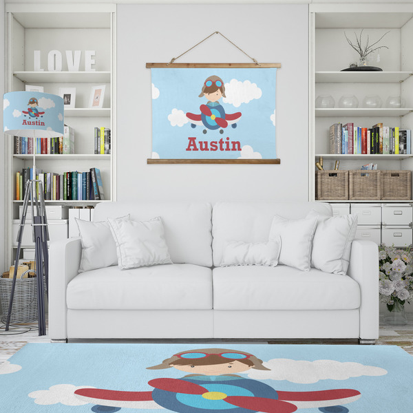 Airplane & Pilot Wall Hanging Tapestry - IN CONTEXT