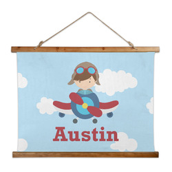 Airplane & Pilot Wall Hanging Tapestry - Wide (Personalized)