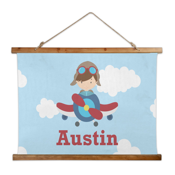 Custom Airplane & Pilot Wall Hanging Tapestry - Wide (Personalized)