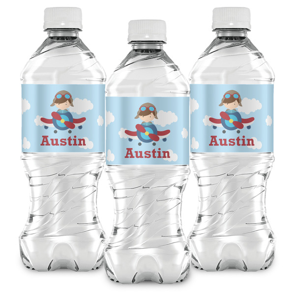 Airplane & Pilot Water Bottle Labels - Front View