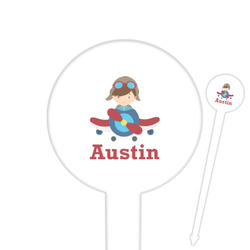 Airplane & Pilot Round Plastic Food Picks (Personalized)