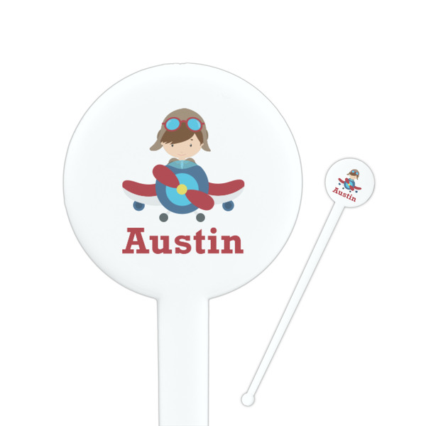 Custom Airplane & Pilot Round Plastic Stir Sticks (Personalized)