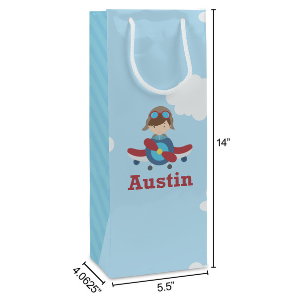 Airplane & Pilot Wine Gift Bag - Dimensions