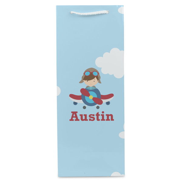Airplane & Pilot Wine Gift Bag - Matte - Front
