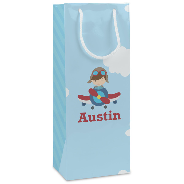 Custom Airplane & Pilot Wine Gift Bags - Matte (Personalized)