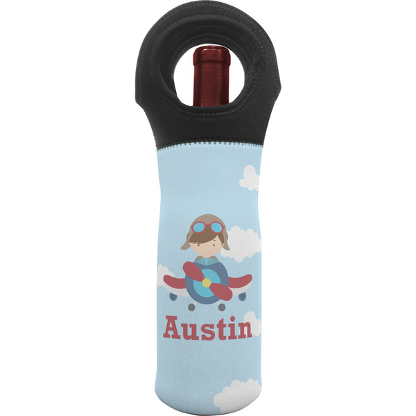 Custom Airplane & Pilot Wine Tote Bag (Personalized)