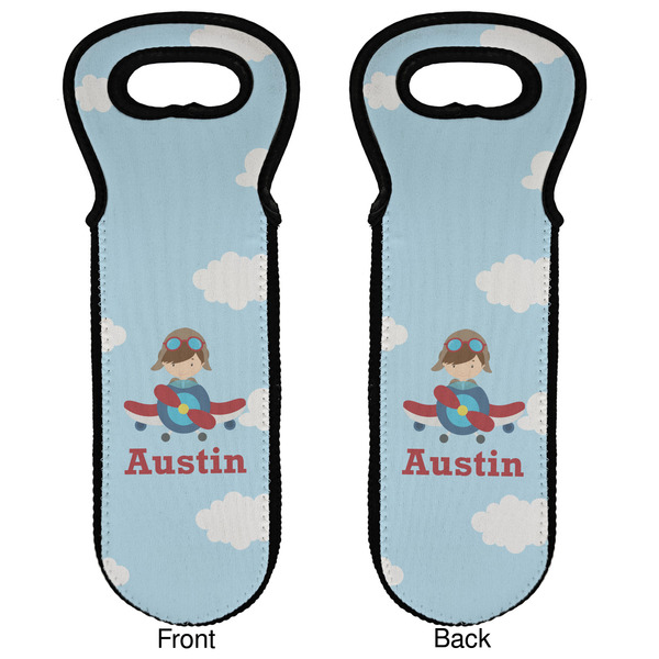Airplane & Pilot Wine Tote Front & Back