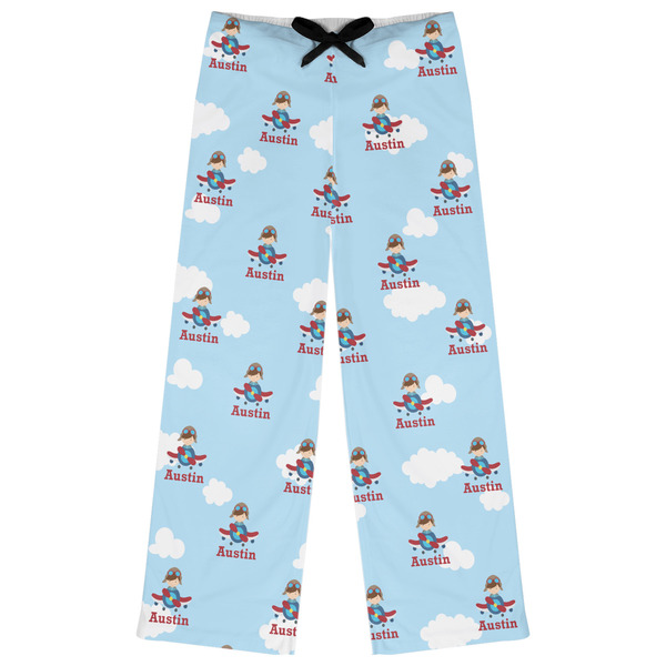 Custom Airplane & Pilot Womens Pajama Pants - L (Personalized)