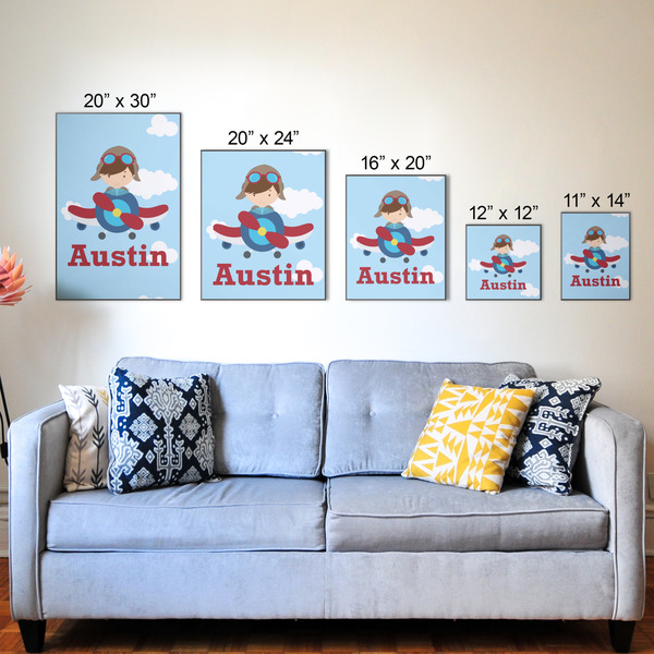 Airplane & Pilot Wood Prints - Size Comparison